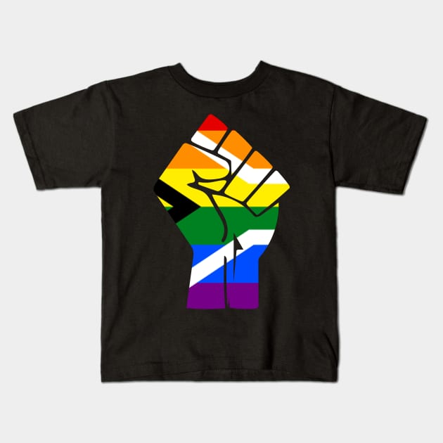Black Lives Matter Fist LGBT Pride South Africa Kids T-Shirt by aaallsmiles